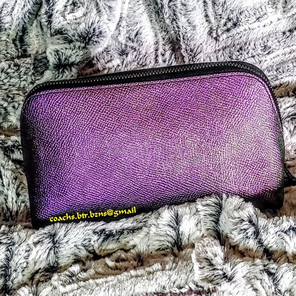 NWOT - COACH OIL SLICK/HOLOGRAM CROSSGRAIN LEATHER COSMETIC BAG (647111) - Picture 3 of 5